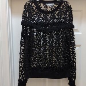 Lace Top Embellished With Fringe In Great Use Condition
